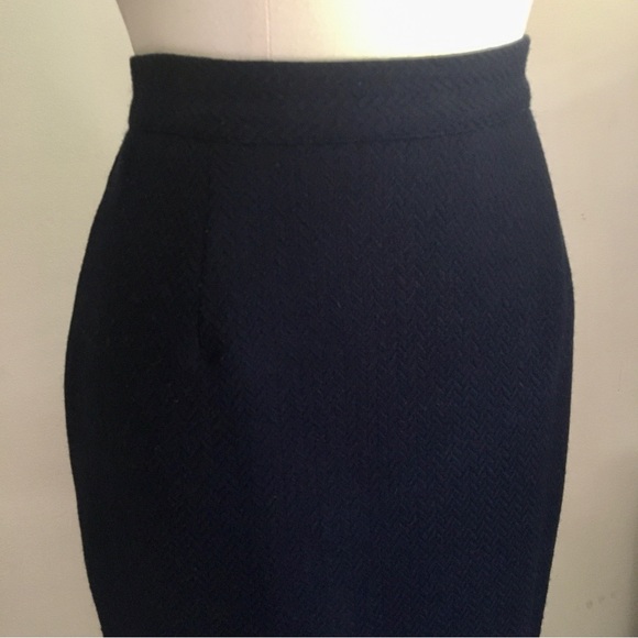 Vintage Wool Pencil Skirt (Navy Blue) - Picture 2 of 13
